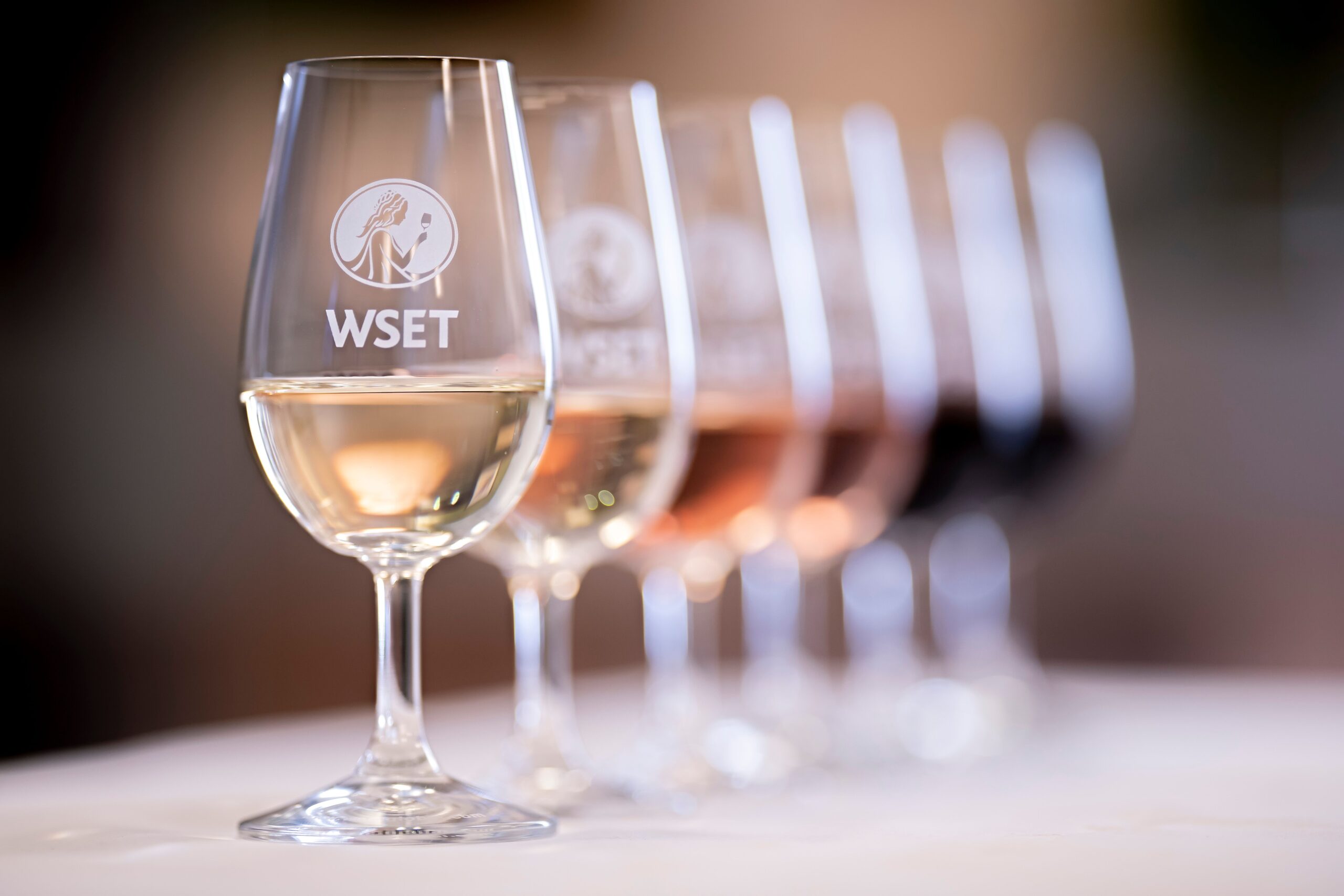 Vinglas till vinprovning som används för WSET in Wine-kurserna.